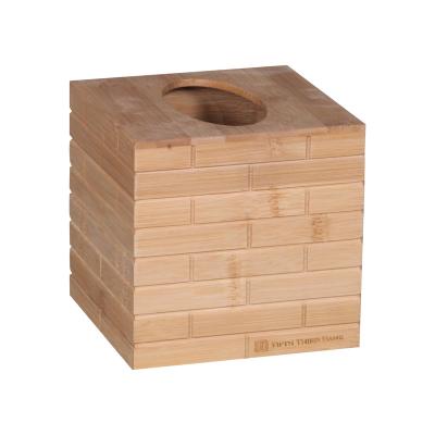 China FSC&BSCI Factory China Minimalist Natural Bamboo Wooden Tissue Dispenser Box Square Tissue Holder for sale