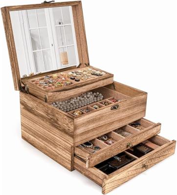 China Wooden Stand Farmhouse Wooden Jewelry Holder Storage Box For Jewelry for sale