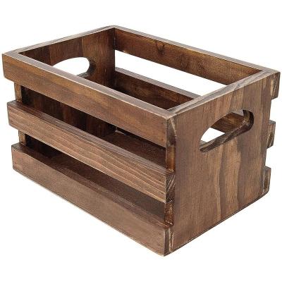 China Vintage Gray Wood Nesting Storage Cheap Wooden Crates Tray With Handles From Europe for sale