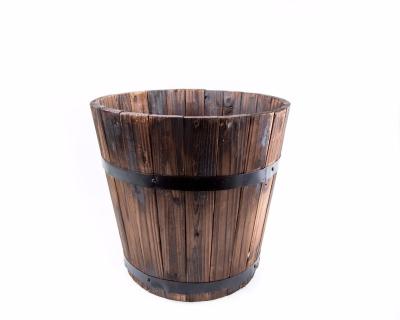 China 2021 Europe New Design Garden Small Around Retro Flower Pots Planter Wooden Barrel Desktop Decors for sale