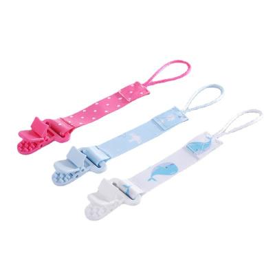 China Baby Teething Newborn Polyester Lanyard Webbing Anti-Drop Chain Baby Pacifier Chain Double-Sided Printing Fruit Pacifier Clip Custom for sale