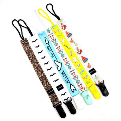 China Wholesale Sublimation Drop Pacifier Lanyard Pacifier Clip Chain Custom Baby Teething Holder Anti Cuts Holder Lanyard for sale