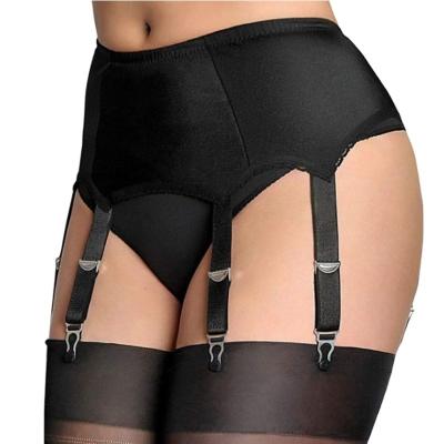 China Women's Sexy Mesh Garter Belt High Waist Suspender Belt with Six Metal Clips for Women Sexy Stockings Lingerie for sale