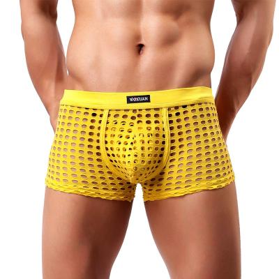 China Mesh llingerie for men's hot sale in boxer sexy brief Amazon men's underwear breathable shorts for male for sale