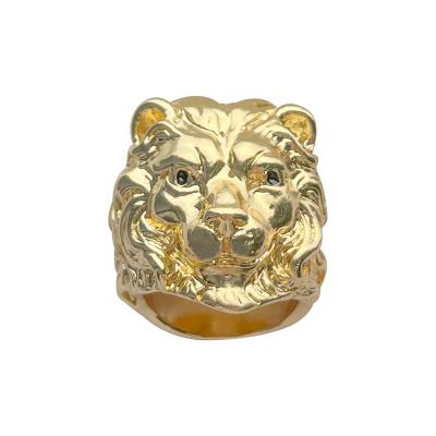 China FASHIONABLE Classic Gold Plated Retro Rock Hip Hop Lion Head Ring Mens Punk Ring For Men for sale