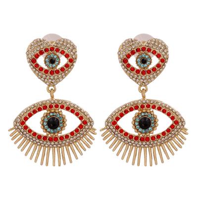 China 2021 fashionable luxury colorful gemstone blue eye earrings European and American original all-match earrings for sale