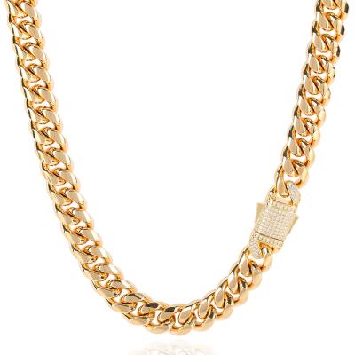 China Hiphop 12mm ice cream hip hop chain bling stainless steel necklace zircon copper Cuba necklace for sale