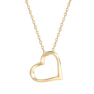 China FASHIONABLE Hollow Tilted Small Heart Necklace S925 Silver Loving Heart Pendant Necklace for sale