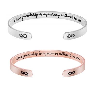 China /Sporty Casual Custom Positive Inspirational Quote Engraved Cuff Bracelet Bangle Steel for sale