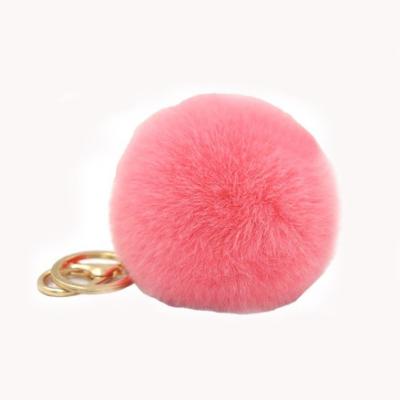 China Decoration Key Chain Making Supplies Custom Small Soft Furs Pom Pom Keychain Fluffy Fur Ball Rabbit Key Chain for sale