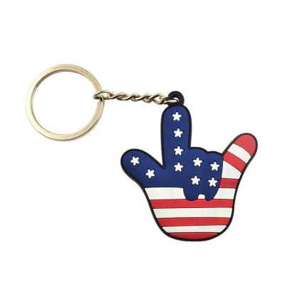 China Promotion Gift OEM ODM Factory Wholesale Promotional Gift Flag Key Chains Key Chain Rubber Hand Shaped Key Holder Custom Soft PVC Keychain for sale