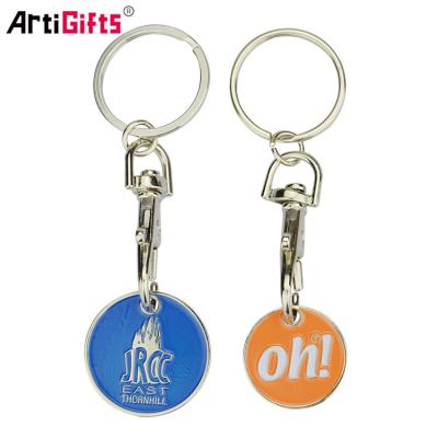 China Promotion Cheap Custom Euro Key Chain Gift Branded Token Trolley Coin Keyring for sale