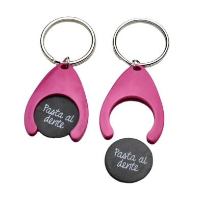 China Custom Key Chain Holder Logo Trolley Token Insert Trolley Plastic Coin Trolley Shopping Cart Coin Sublimation Coin for sale