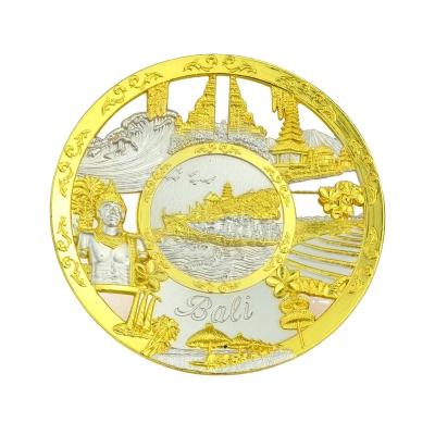 China Europe Factory Wholesale Custom Your Own Art Crafts Engraved Logo Tourist Gold and Sliver Plated Souvenir Decorative Metal Plaques for sale