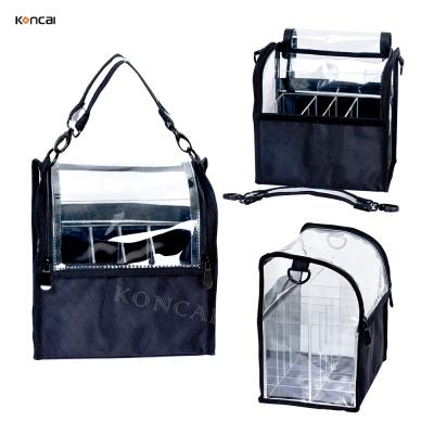 China Custom Fashion KONCAI Makeup Brush Holder Bag Cosmetic Case Organizer Box with DIY Acrylic Dividers for sale