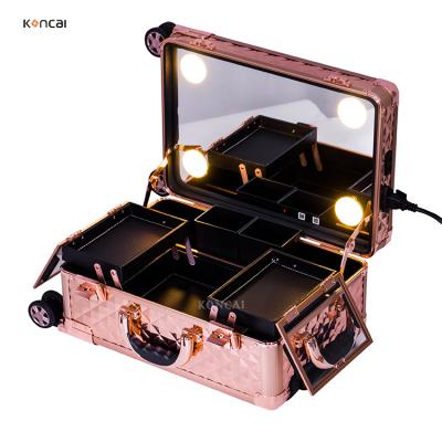 China An ideal for Koncai Mini Makeup Vanity Case Rolling Mobile Professional Makeup Case Beauty Trolley for sale