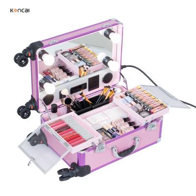 China Normcore / Minimalist Cute Purple PVC Hand Carrying Hard Shell Beauty Case Donna Makeup Suitcase for sale