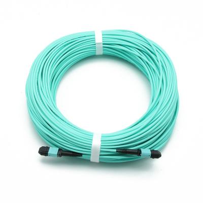 China OM3 3.0mm LSZH MPO Fiber Patch Cord MPO Female To MPO Female 24 Fibers for sale