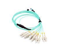 China 12F MTP OM3 Fiber Optic MTP-LC 2.0mm Straight Harness Cables for sale