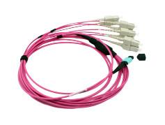 China 8F MTP OM4 Fiber Optic MTP-LC 2.0mm Straight Harness Cables for sale