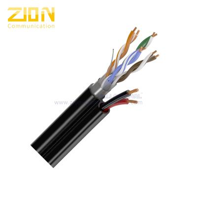 China Siamesisches festes Kupfer Netz-Kabel ftp CAT5E 24AWG mit Energie-Draht 2x0.75mm2 CCA zu verkaufen