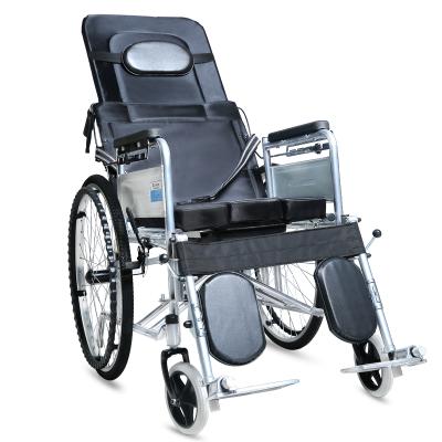 China Convenient Healthcare Reclining Commode Wheelchair With Table And Foldable Bedpad Recliner for sale