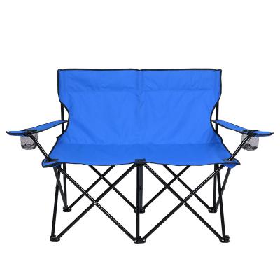 China Traditional Outdoor Blue Double Seat Chair 2 Person Loveseat Camping Chair for sale