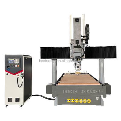 China Large 4*8ft Woodworking Company 4 Axis Woodworking ATC Wood Router 1325 For MDF Cutting Furniture Wood Door Making CNC Router by computer for sale