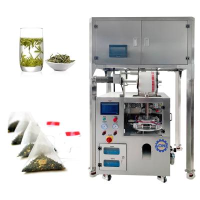 China Hot sale automatic food triangle pyramid silk tea bag packing machine for inner and outer tea bag for sale