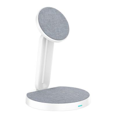 China Brother Design Wireless Magnetic 2022 Charger Stand Wireless Band 2 in 1 Charger Stand Bracket QI Desktop with Cloth Art Simple Base Phone Holder for sale