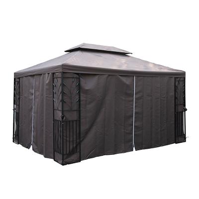 China 3-4M Brown Steel Rectangle Outdoor Standing Activity Gazebo with Mosquito Net zu verkaufen