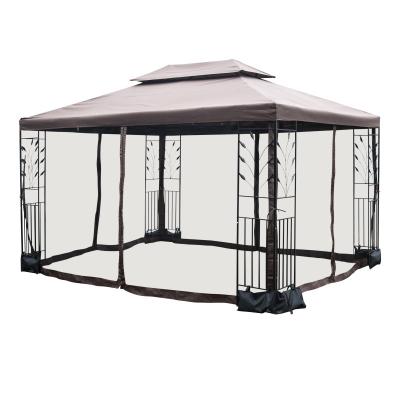 China Easy Assemble Gazebo Steel Semi - Square Screened Gazebo Beige Metal zu verkaufen