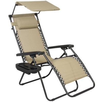 China Modern Weightless Recliner Sleep Chair Low Price Single Folding Garden Beach Chair With Sunshade for sale