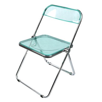 China Factory Price Modern Design Stainless Steel Frame Foldable Cheap Transparent PC Plastic Plastic Dining Chair for sale