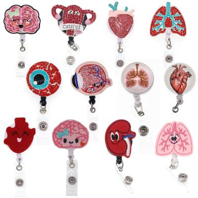 China New Mix Style Office Supply Rhinestone Organ Nurse Retractable Badge Reel Doctor For Nurse Accessories for sale