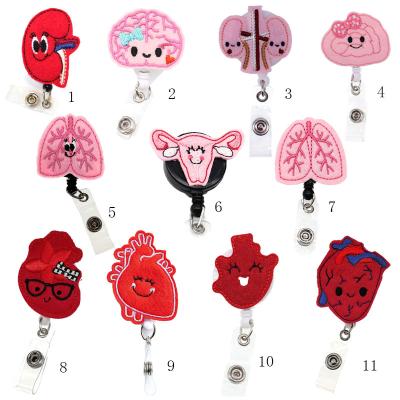 China Wholesale Medical Felt Retractable Felt Organ ID Badge Reel / Holder For Nurse Accessories for sale