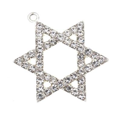 China Mini Fashion DIY Religious Jewelry Making Charms Crystal Rhinestone Muslim Jewish Star Charms For Baby Pin /Necklace/Bracelet for sale