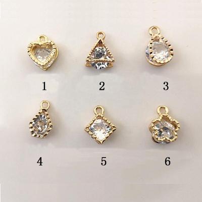 China Cute Mini Heart Triangle Oval Square Flower Shape Crystal Charms Pendant For DIY Jewelry Making for sale