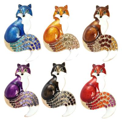 China Fox animal Pin For Clothes Accessories Trendy New Fashion Badge Alloy Brooch Enamel Rhinestone for sale