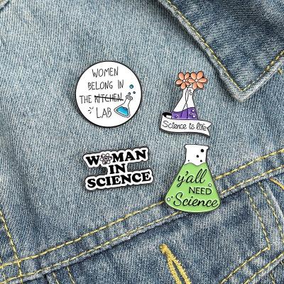 China Trendy Creative Chemical Pharmacist Science Enamel Pin For Student Gift Equation Letter Badge Alloy Brooch Pin for sale