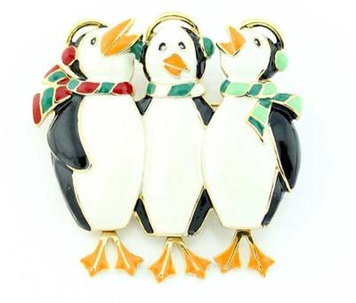 China Alloy Christmas Singing Christmas Penguins Brooch, Penguin Brooch, for sale