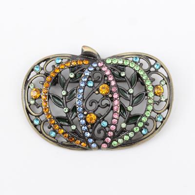 China Unique Wholesale Multicolor Halloween Pumpkin Crystal Rhinestone Brooch Pin Jewelry Making for sale