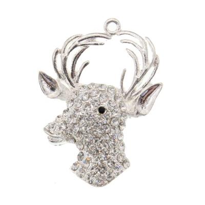 China Rhinestone Crystal Deer Pendant Vintage Christmas Animal Pendant for Necklace for sale