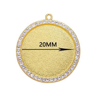 China Ramadan Crescent Moon Pendants Tray Round Picture Frame Memory Blank Hiphop Gold Diamond Picture Frame Charms Pendant for Women for sale