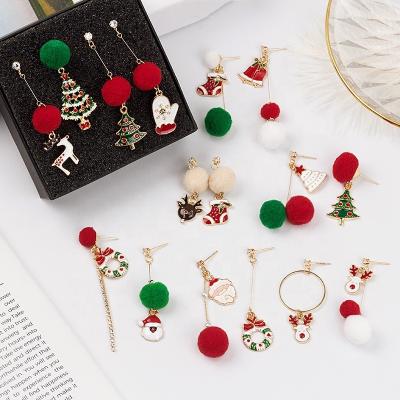 China Multiple Styles Cute Shape Christmas Snowman Christmas Tree Bells Combine Stud Earrings For Christmas Gift for sale