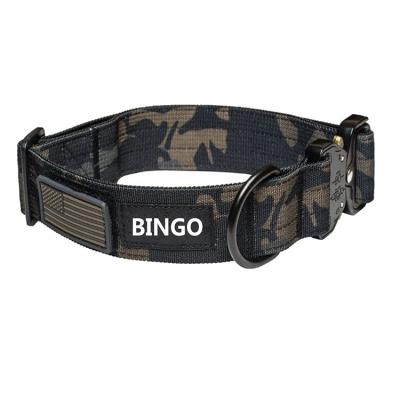 China Custom Tactical American Flag Dog Collar Military Dog Collar for Small Medium Large Dogs for sale