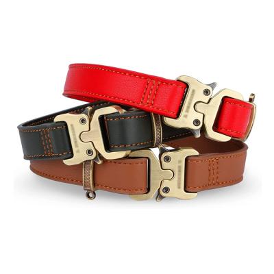 China Personalized Premium Leather Dog Collar Metal Buckle Dog Collar Heavy Duty Leather for sale