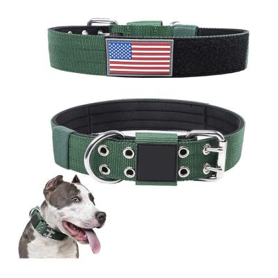 China Custom 1.5 Inch Dog Collar Military Nylon Dog Collar With Soft Neoprene Padded Coating for sale