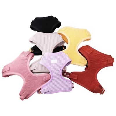 China Padded No Pull Corduroy Dog Harness Mesh Breathable Padded Dog Harness For Small Medium Dogs for sale