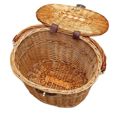 China Durable Brown Color Wicker Bicycle / Bike Basket for sale